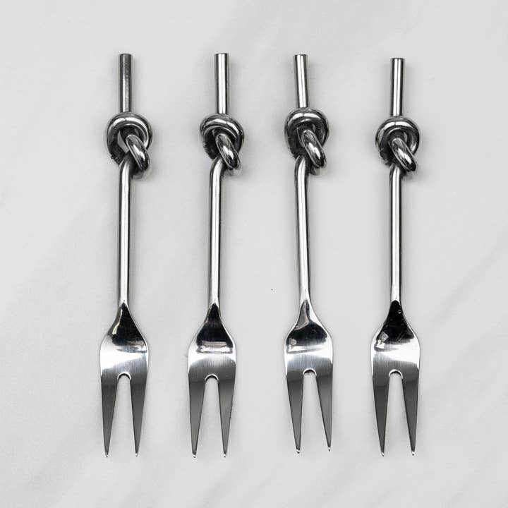 SS Knot Handle Forks, Set of 4 for wholesale by India Handicrafts Inc