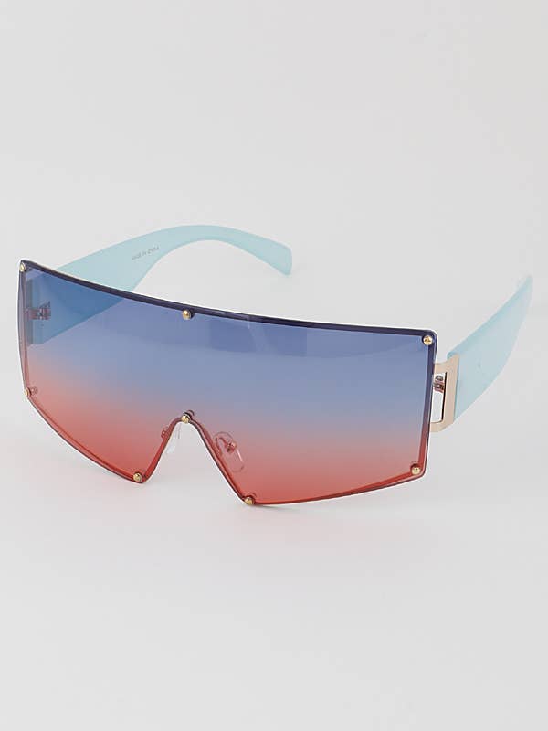 Futuristische metalen gevoerde schildzonnebril voor wholesale door Shop Neighbors