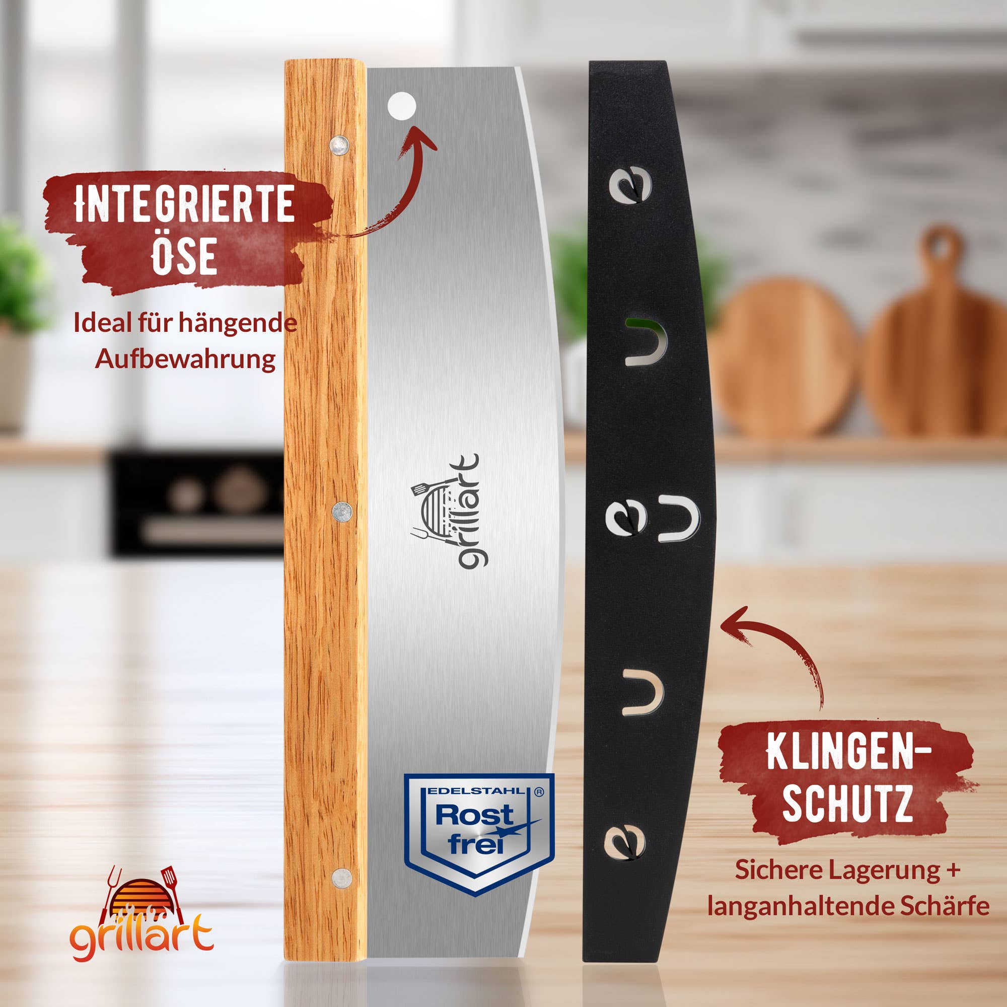 grillart® - Wholesale Pizza Wheel - Premium pizza cutter: Extra sharp stainless steel pizza slicer4