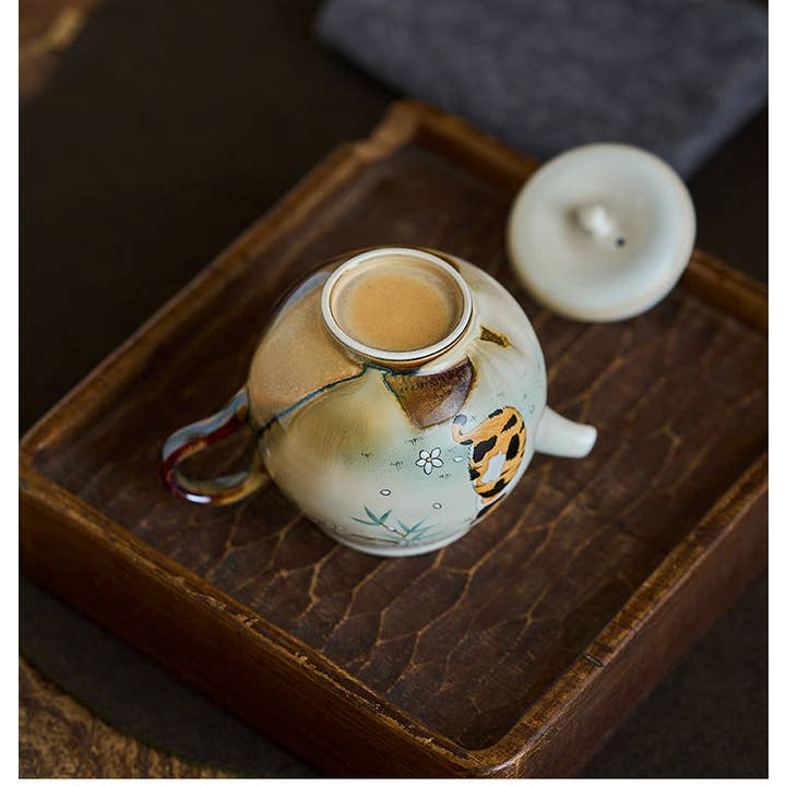 Gohobi (We cover U.S. import duties) - Wholesale Tea Pot - Gohobi Hand-Painted Orange Cat Teapot8