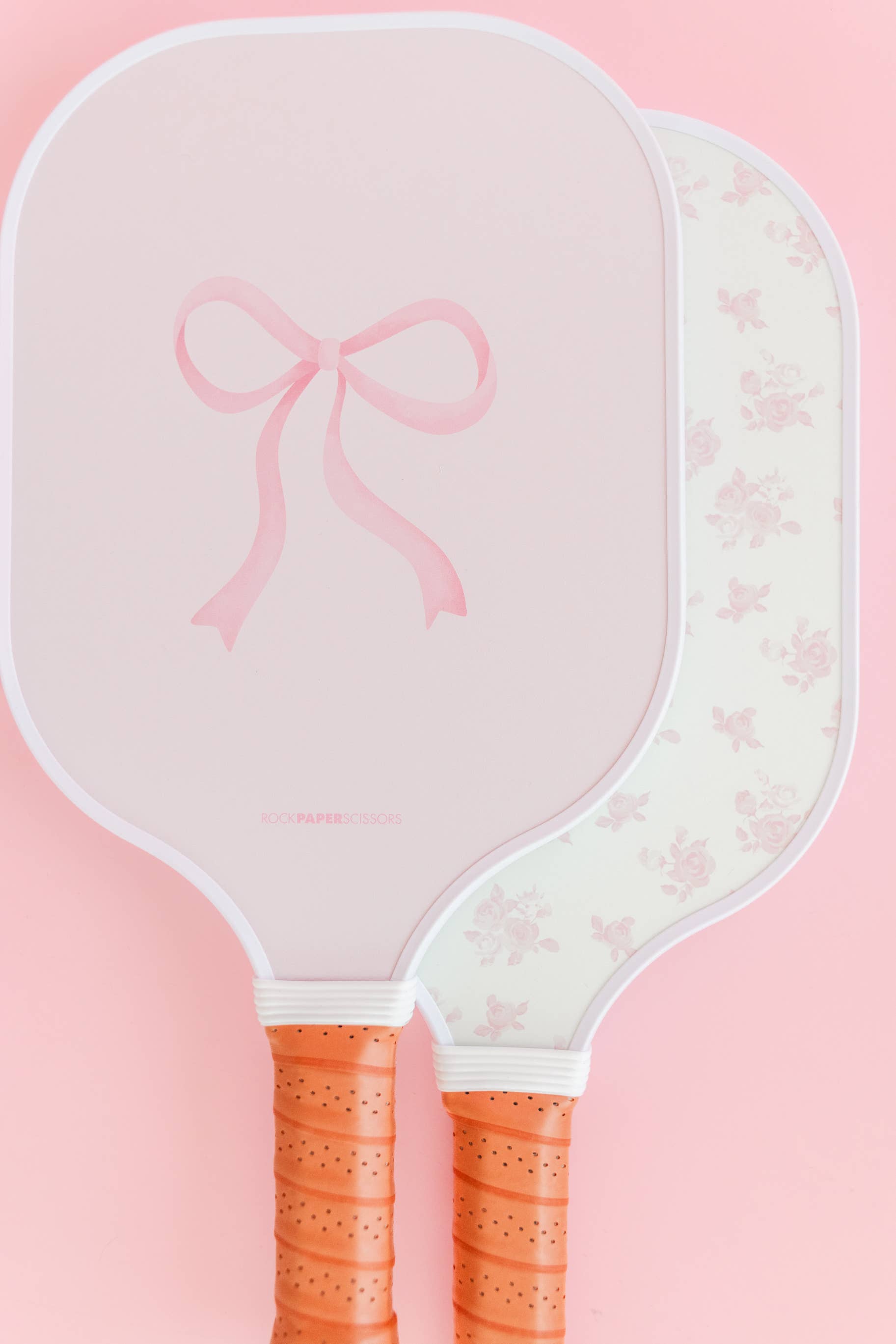 Rock Paper Scissors - Wholesale Sporting accessories - Coquette Pink Bow & Floral Double-Sided Pickleball Paddle1