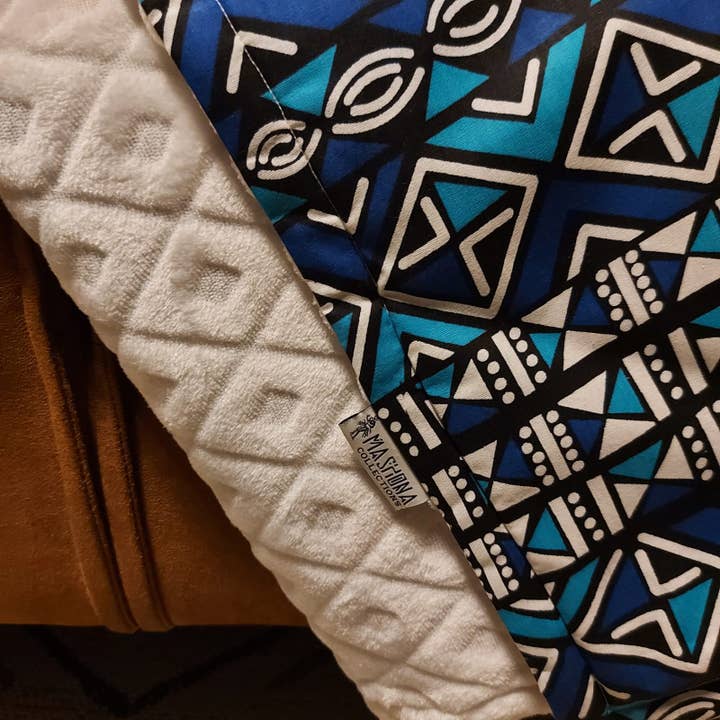 Mashona Collections - Vente Plaids - Plaid imprimé africain | Plaid imprimé en bogolan | 100x150cm