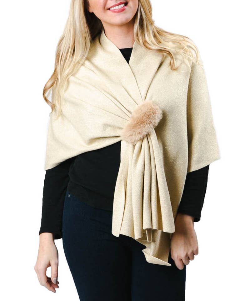 Katie Keyhole Wrap with Faux Fur Loop - Chic for wholesale by Top It Off