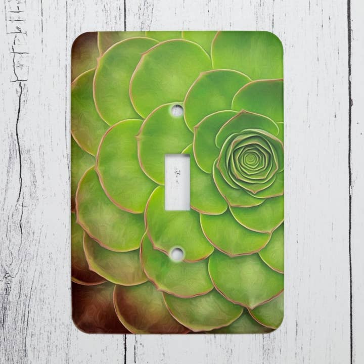Succulent Light Switch Plate for wholesale by Wyldeflower Studio