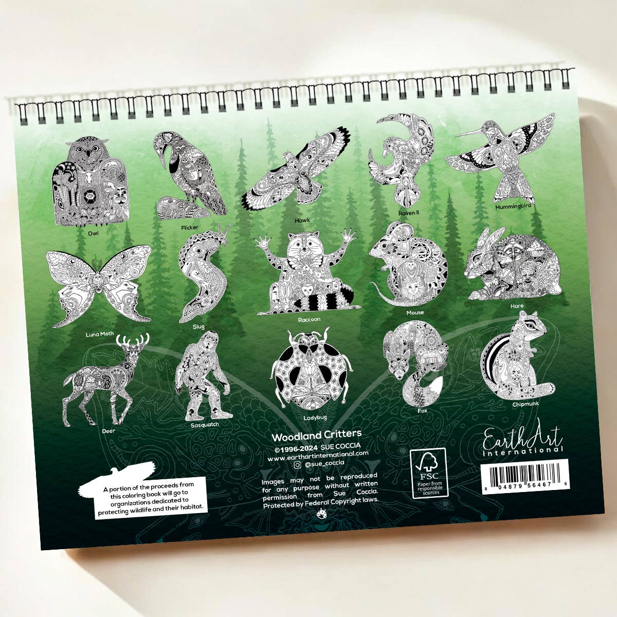 EarthArt International - Wholesale Coloring & Activity Book - Adult - Woodland Critters Coloring Book1