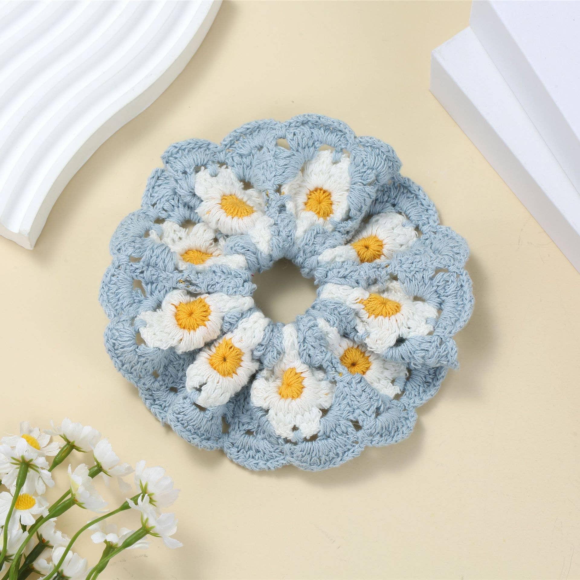 Tourtiwi - Wholesale Scrunchie - Women's - Boho Colorful Handmade Crochet Flower Hair Tie4