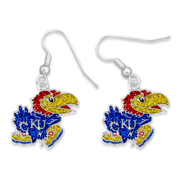 Kansas Jayhawks Game Day Glitter Earrings for wholesale by From The Heart