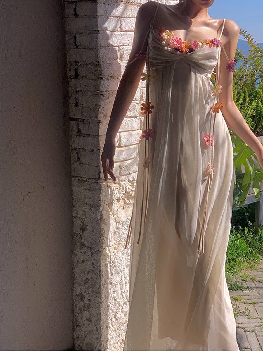 Creme Hvid Acetat Slipkjole Æterisk Luksuriøs Ferieklar #2 for engroshandel på Faire2