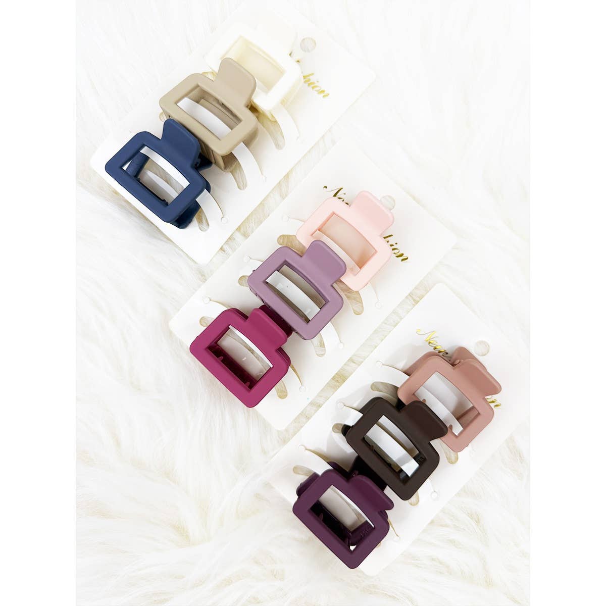 MIX COLOR Mini Rectangle Hair Claw Set for wholesale on Faire4