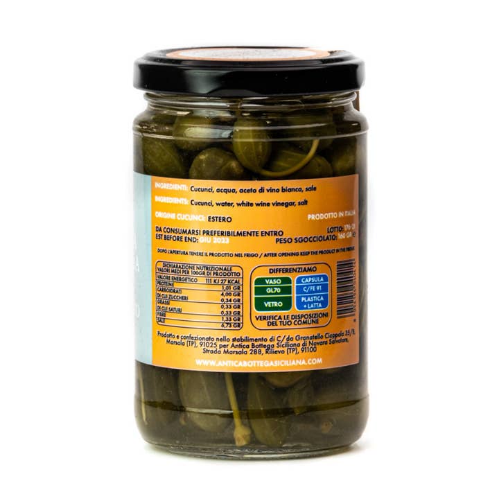 Antica Bottega Siciliana - Wholesale Salad Dressing - Sicilian Cucunci in white wine vinegar - 280 g1