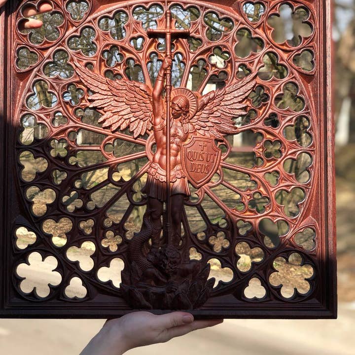 KozakWorkshop – Engroshandel 3D-vægkunst – Ærkeenglen Michael kristen håndlavet dekoration personlig gave1