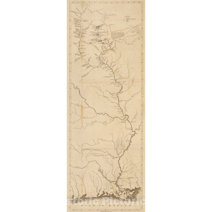 Mississippi River Historic Map, Lake Winnepeg To Gulf, 1828 for wholesale by Historic Pictoric