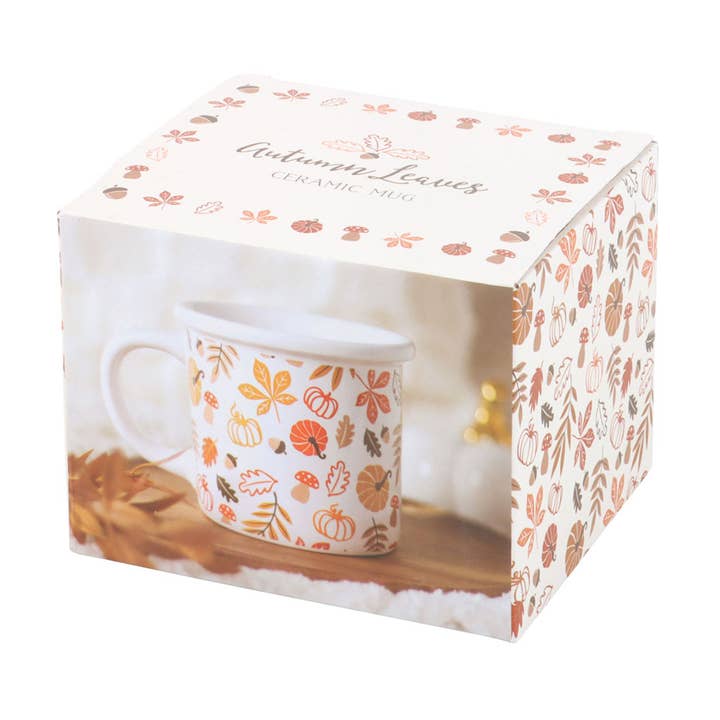 Something Different Wholesale - Wholesale Coffee Mug - Autumn Leaves and Fall Pumpkin Print Mug