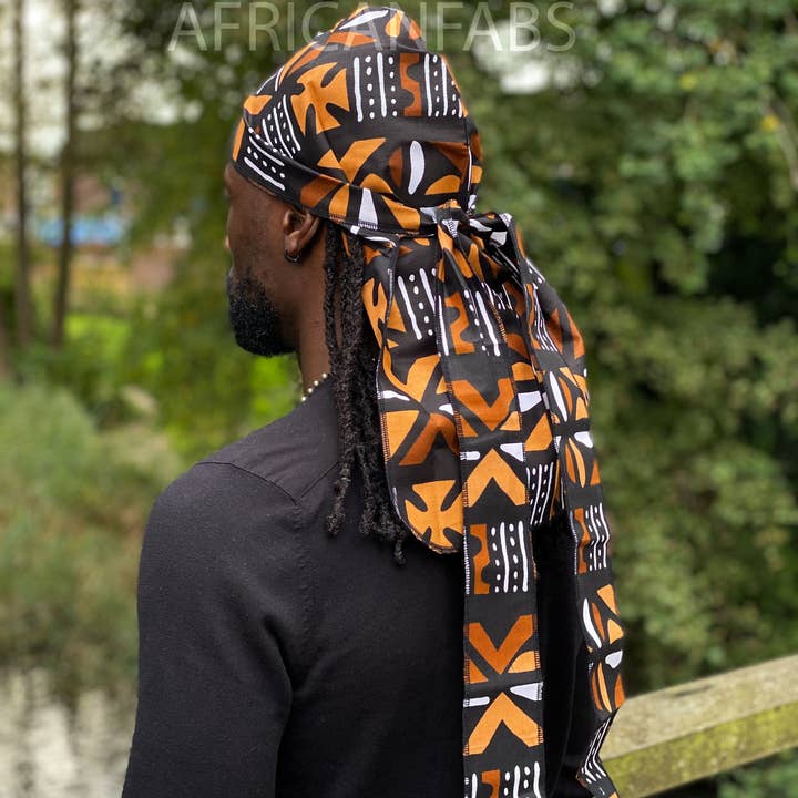 AfricanFabs - Wholesale Bandana - Unisex - Durag / Du-rag / Do-rag / Bandana - Unisex - Brown mud