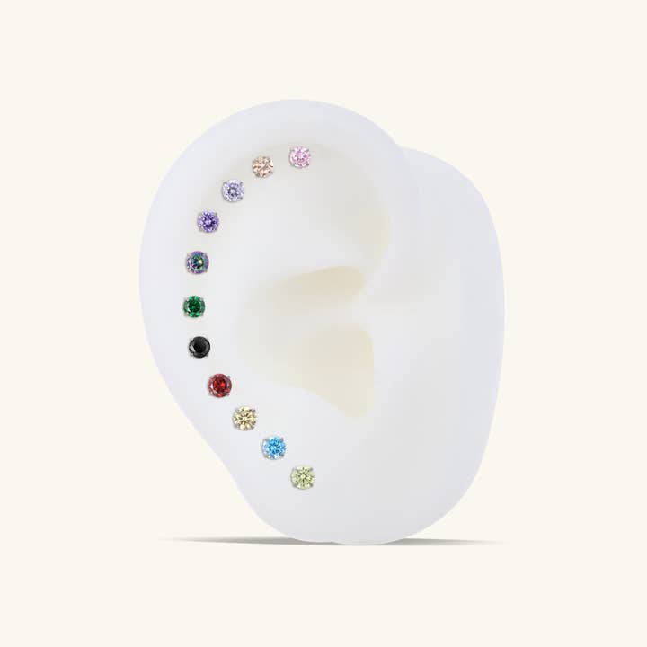 Silver Titanium Sparkle Rainbow Stud for wholesale on Faire15