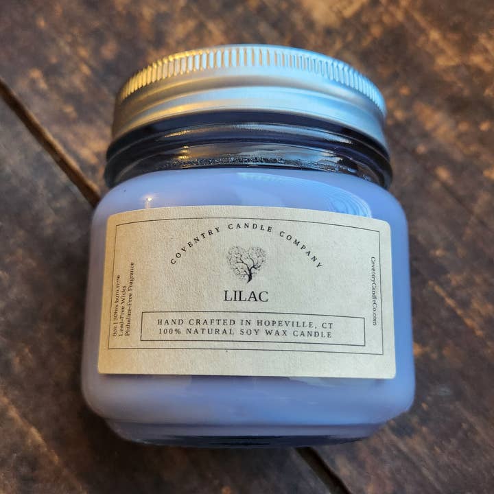 Lilac 8oz soy candle for wholesale by Coventry Candle Company