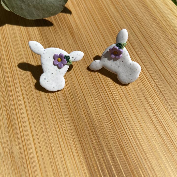 Flower Cow Stud Earring for wholesale by Sutton Craft Co