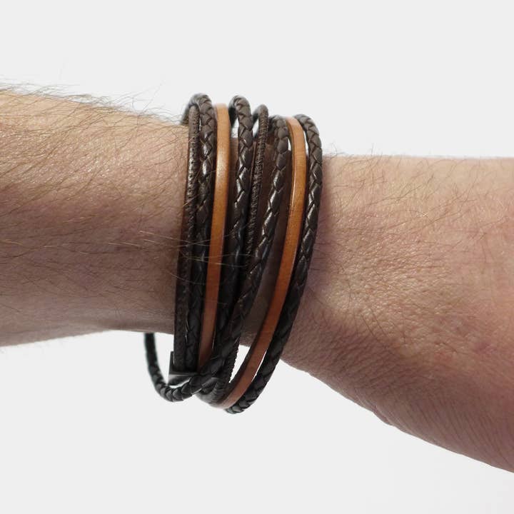 STARBEIT - Wholesale Woven/Braided Bracelet - Stylish Men's Bracelet Leather Star LC27 made of Genuine Leather1