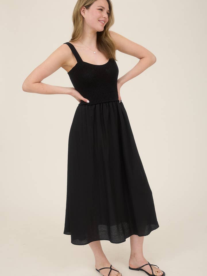 Blu Pepper - Wholesale Dress - Women's - SWEATER KNIT TOP SLEEVELESS MIDI DRESS