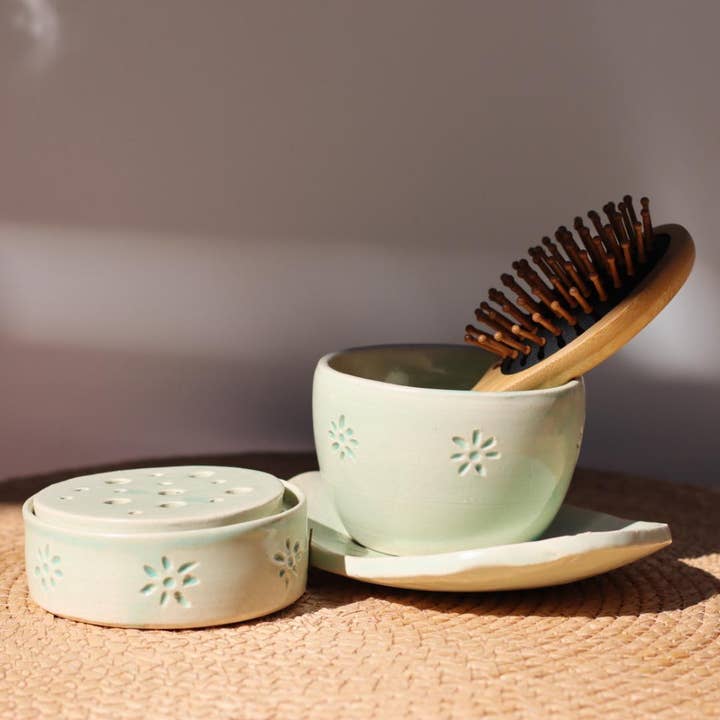 Anna Ceramica - Vendita all'ingrosso Portasaponi da bagno - Set per bagno con portasapone, bicchiere e piattino4