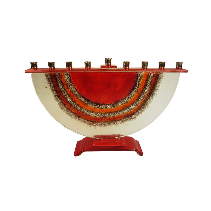 Calypso Chile - Wholesale Candle Holder - Fused Glass Menorah - Handmade - Judaica - Semi Circle