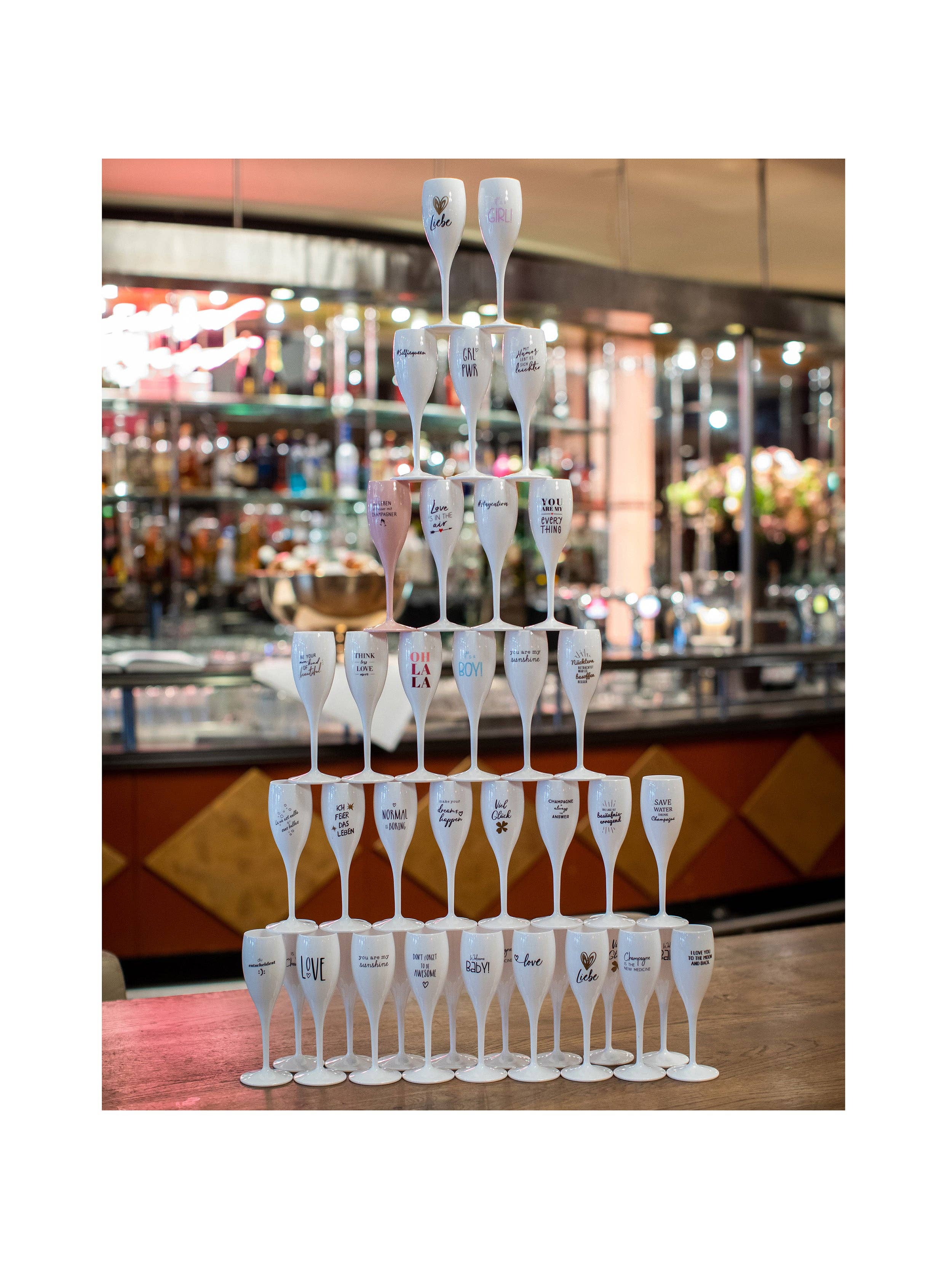 Cotton white Champagne Glass CHEERS No. 1 GOOD LUCK for wholesale on Faire2