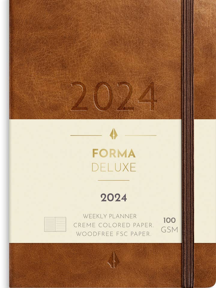 Kalender 2024 Lille ugekalender Forma Deluxe brun for engroshandel hos Burde Publishing AB