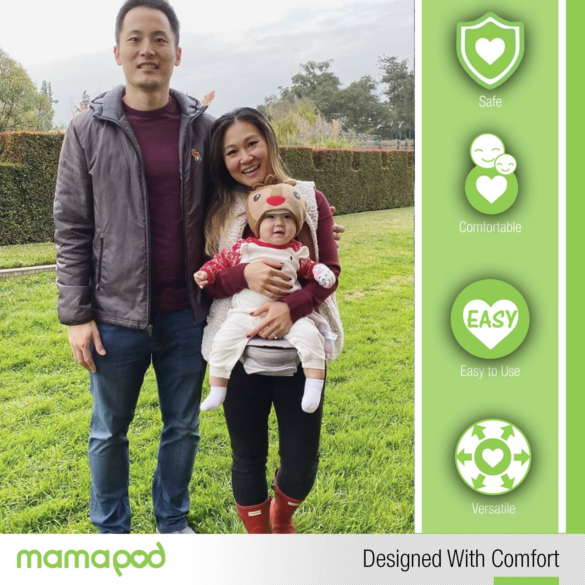 Mamapod - Venta al por mayor Transporte del bebé - Mochila portabebé Mamapod, gris natural, sin bastón de soporte10