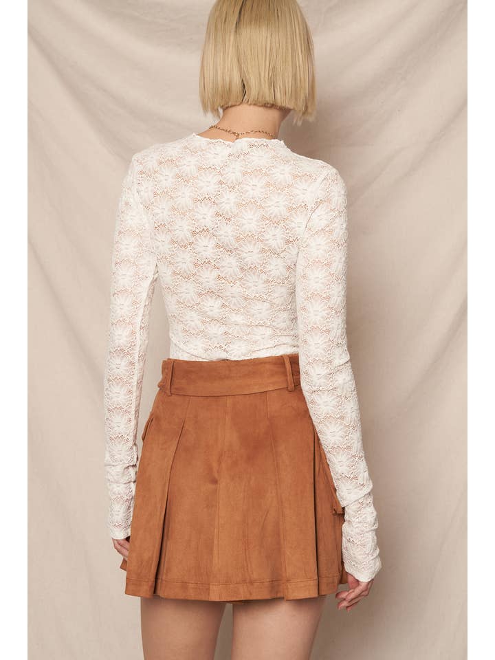 En Crème - Wholesale Blouse - Women's - Floral Lace Long Sleeve Mesh Top