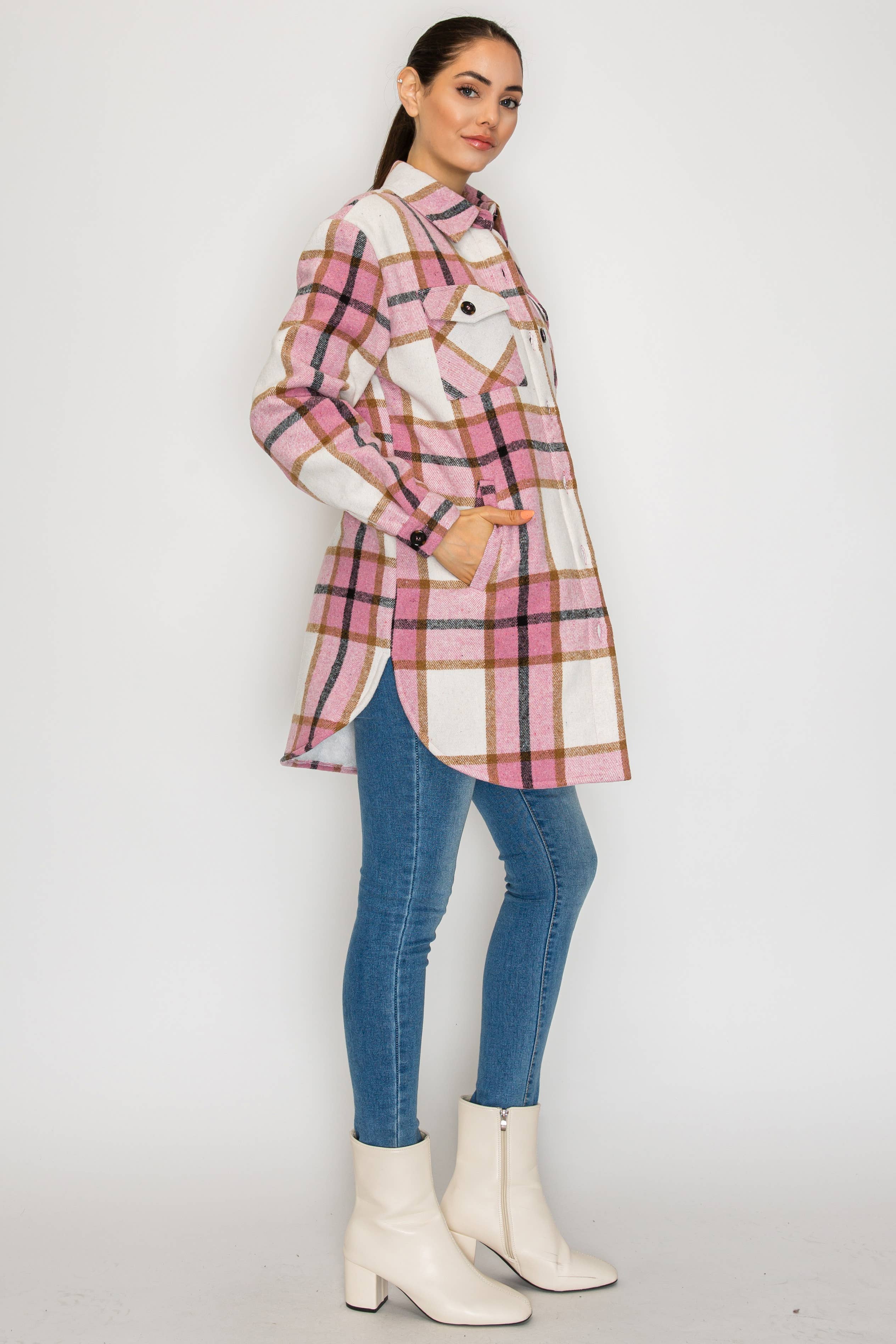 PATRONCITO USA INTERNATIONAL, INC - Wholesale Shirt Jacket/Shacket - Women's - Women Plaid Long Button Shirts Jackets (Shakets) LJ450-202558