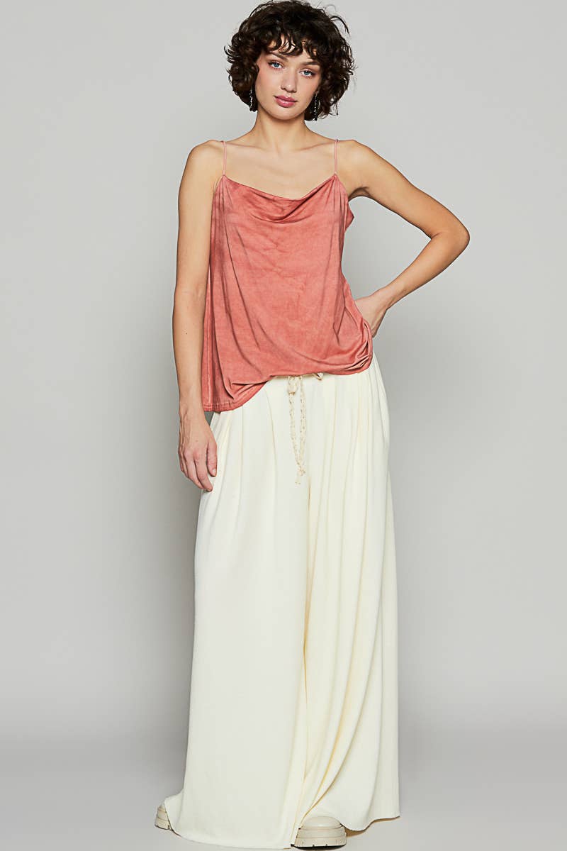 Pol Clothing - Wholesale Tank Top - Women's - Rose Petal Draped Cowl Neck Women's Tank Top SALE4