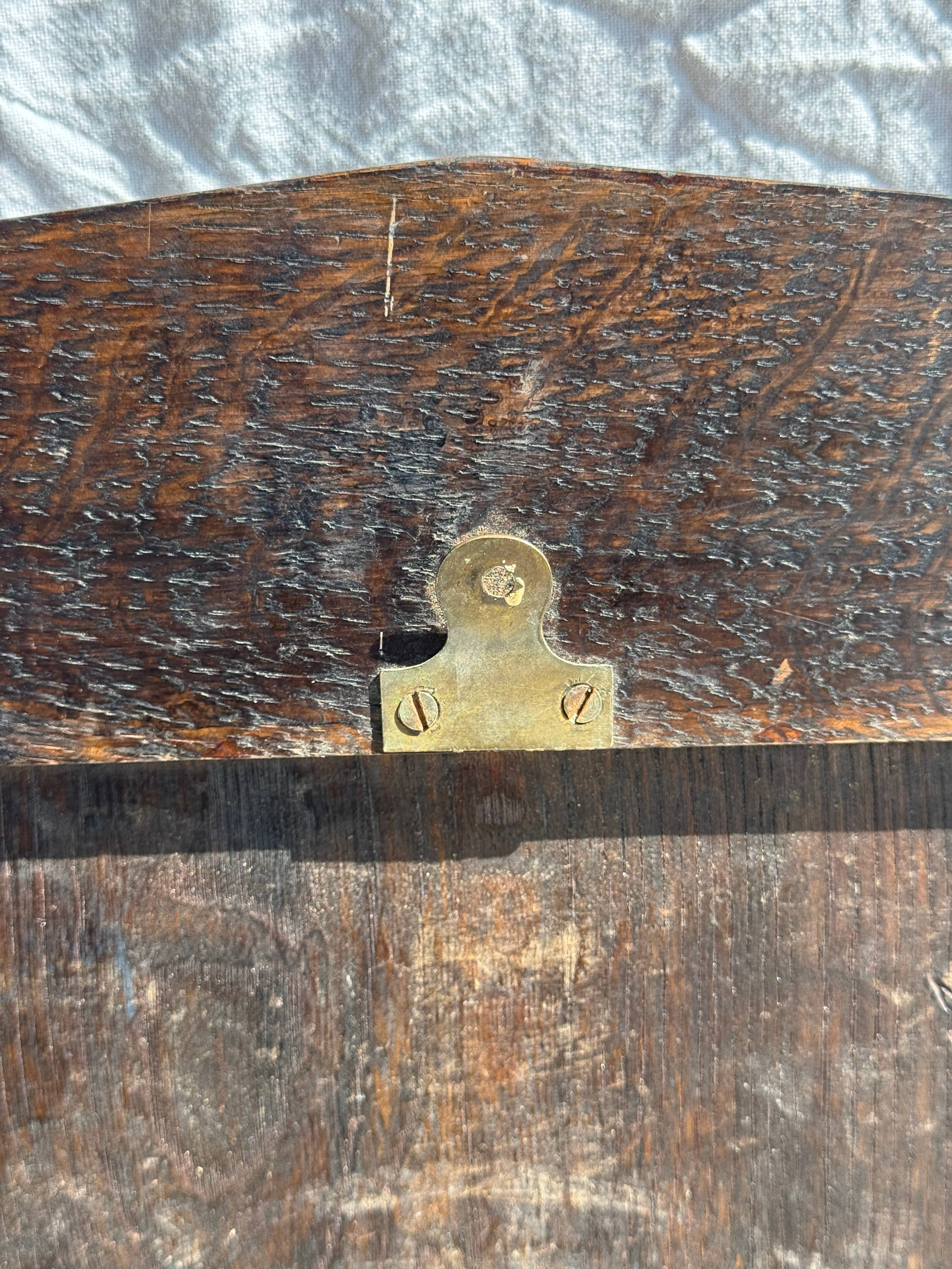 Brown Small antique English rectangular mirror with pediment for wholesale on Faire9