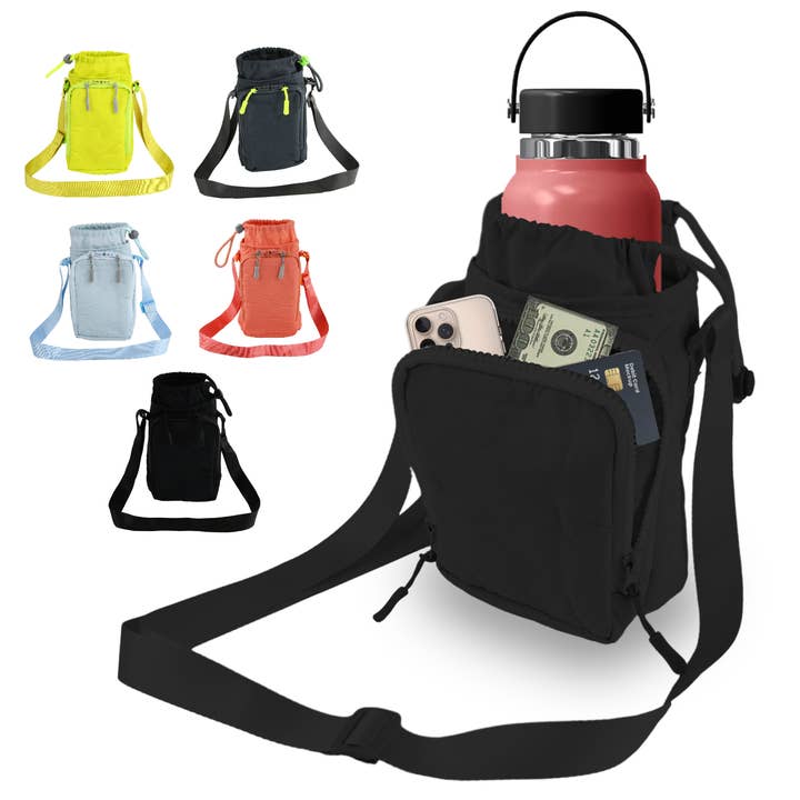 Print Supremacy - Wholesale Crossbody Bag - Unisex - Insulated Water Bottle Holder w/ Adjustable Strap and Pocket