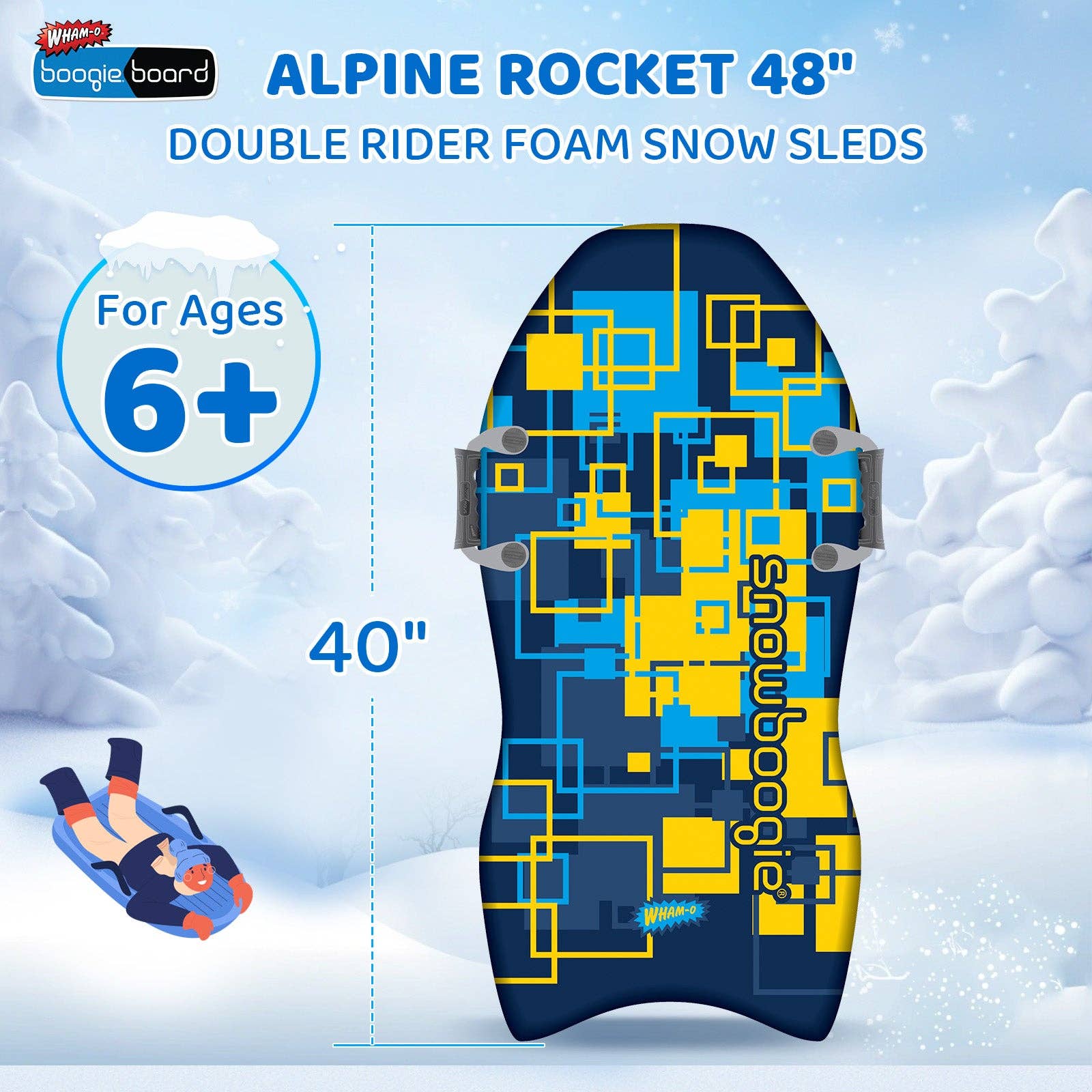 Sixale - Wholesale Sporting Accessories - Wham-O Snowboogie Air Thunder 40" Single Rider Snow Sled (Square)15