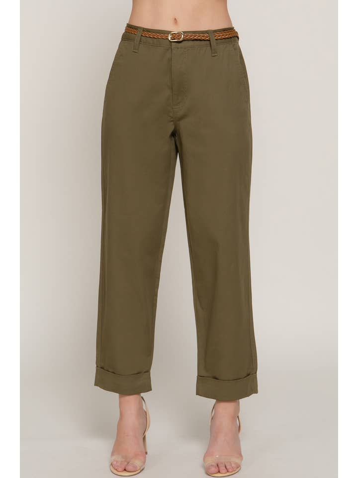 Active Basic | Active USA - Wholesale Pants - Women's - Chino Pants with Braided Belt13