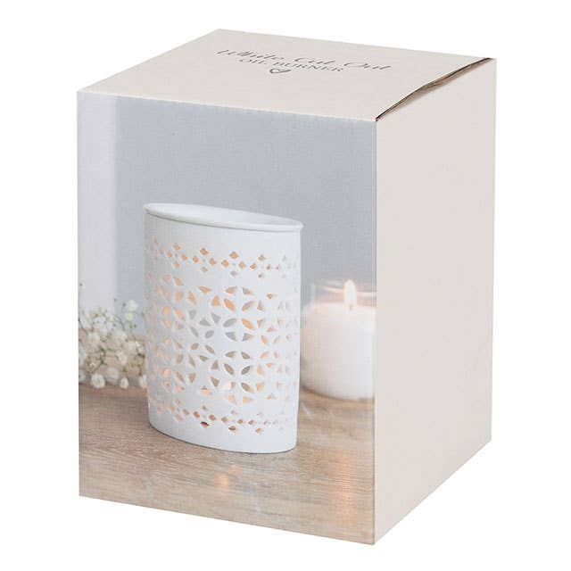 Something Different Wholesale - Wholesale Oil Warmer - White Matte Cut Out Oil Burner and Wax Warmer