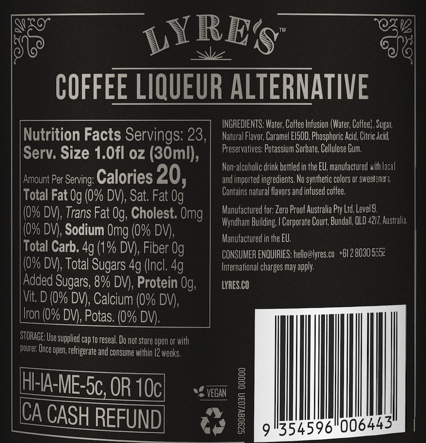 Zepeim – Großhandel Alkoholfreie Spirituose/Wein/Bier – Lyre's - Kaffee-Likör alkoholfrei1