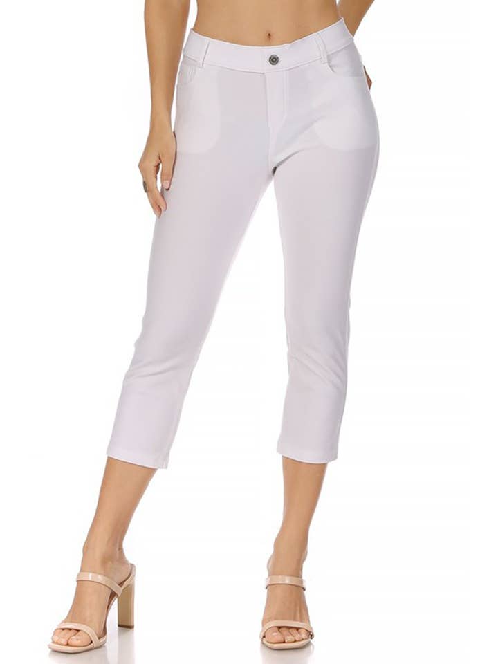 MOA COLLECTION - Wholesale Pants - Women's - Women's Casual Comfy Slim Pocket Jeggings Jeans Capri Pants11