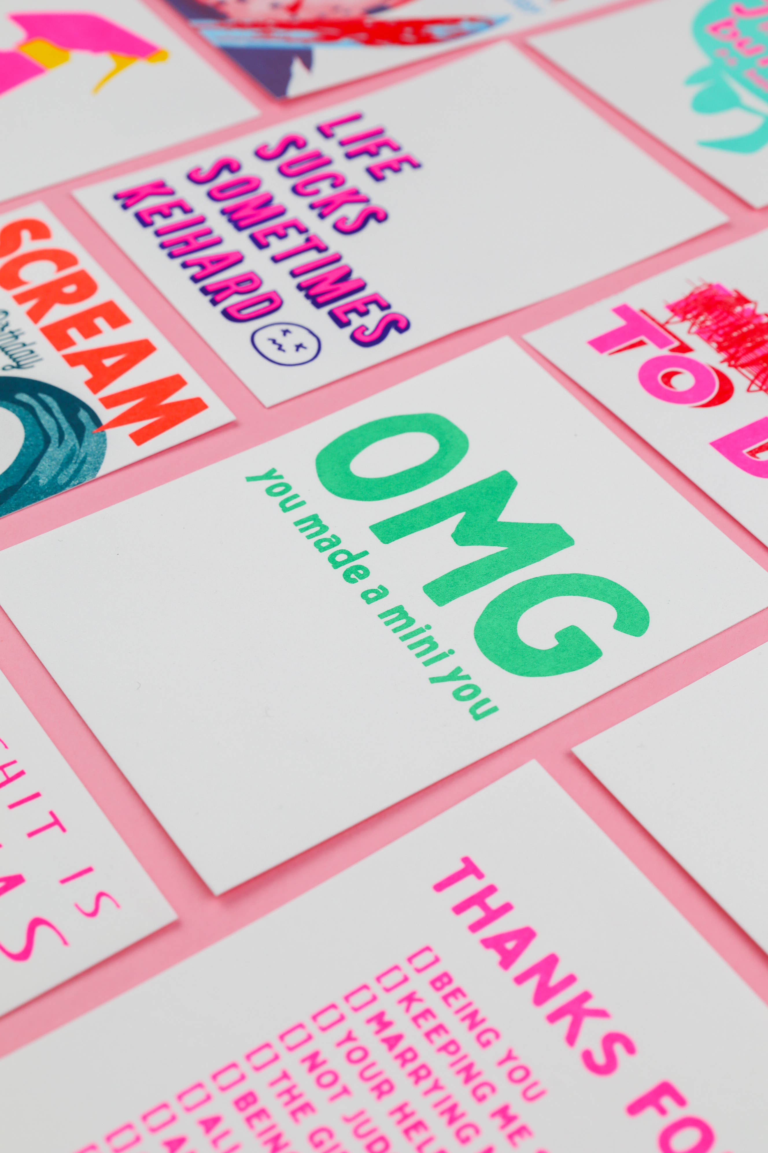 Studio Inktvis – wholesale Baby card – Omg You Made You A Mini Green Risograph Postcard5