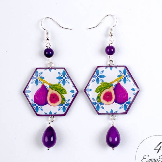 Brincos: Exágonos de figos Majolica por atacado de 4everyday Handmade
