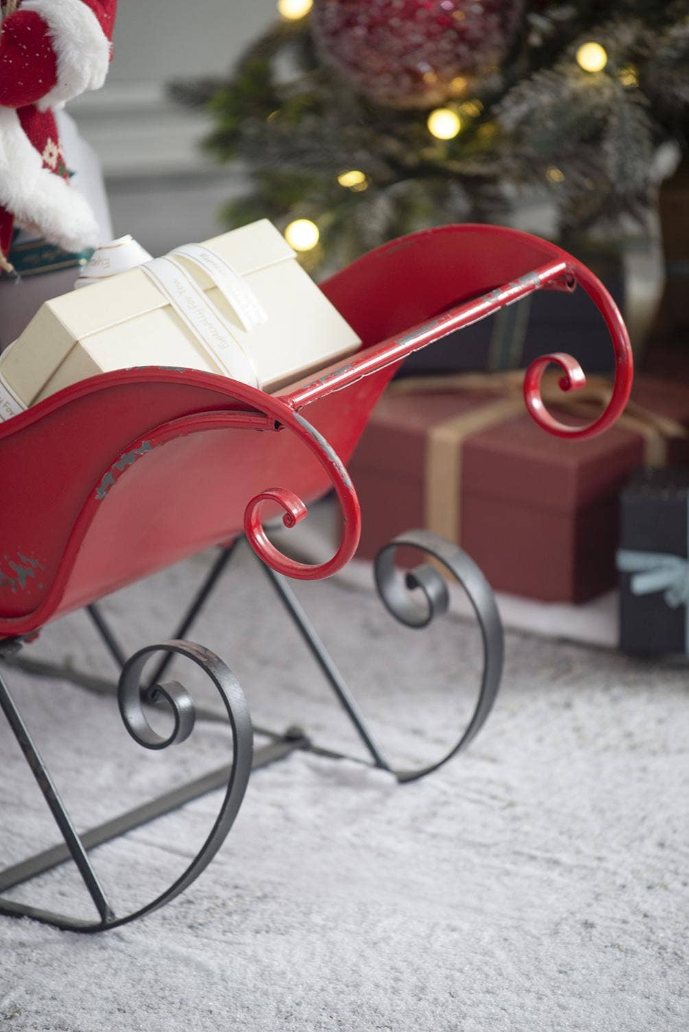 A&B Home Group Inc. - Wholesale Christmas Decoration - 39x17.7x22"H Weathered Iron Red/Black Sleigh - Large2