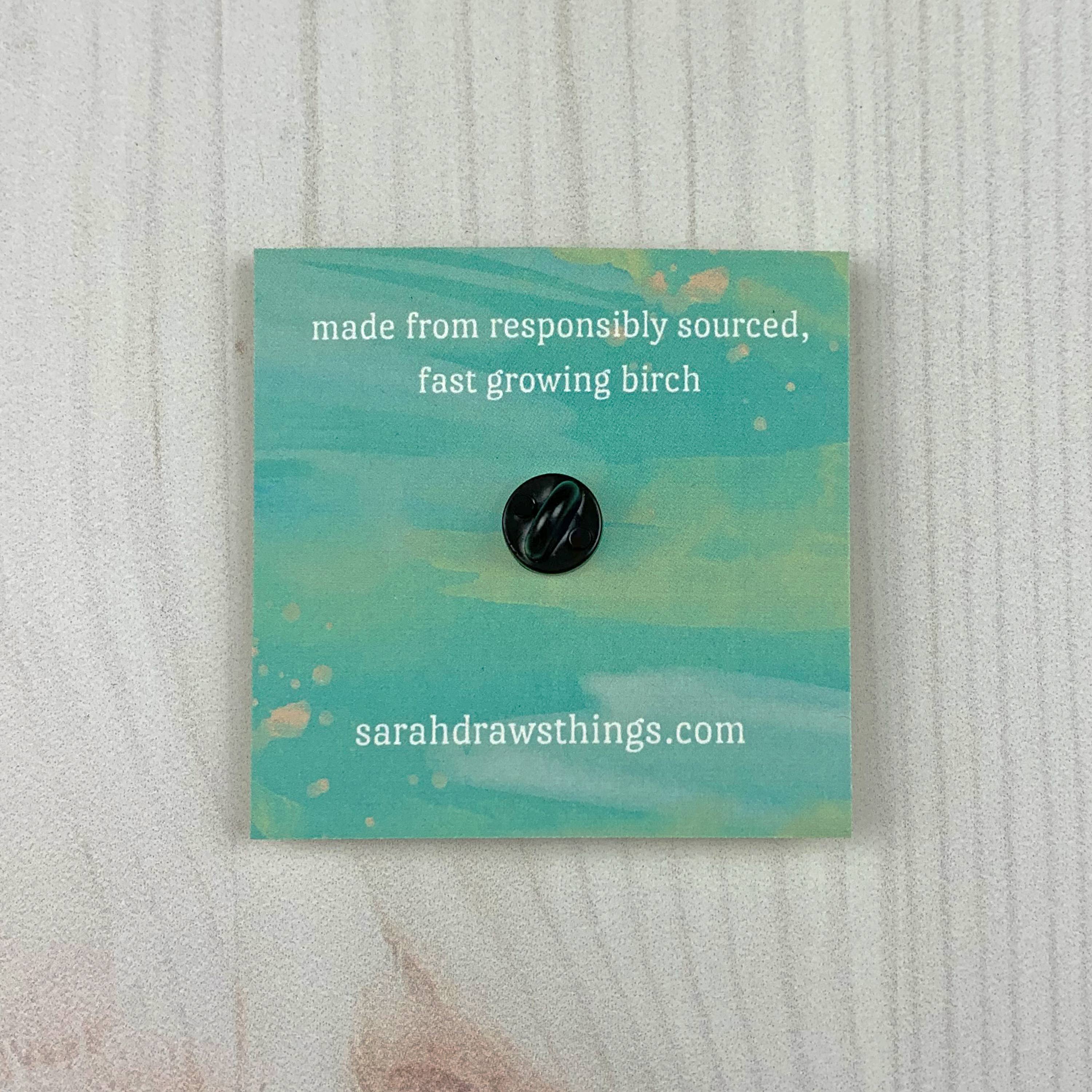 Sarah Draws Things - Wholesale Lapel Pin/Button - Beer Squirrel - 1.5" illustrated wooden pin5