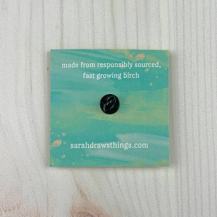 Sarah Draws Things - Wholesale Lapel Pin/Button - Beer Squirrel - 1.5" illustrated wooden pin5