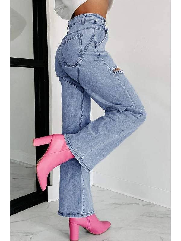 BLUE stylish distressed denim for casual outings for wholesale on Faire3