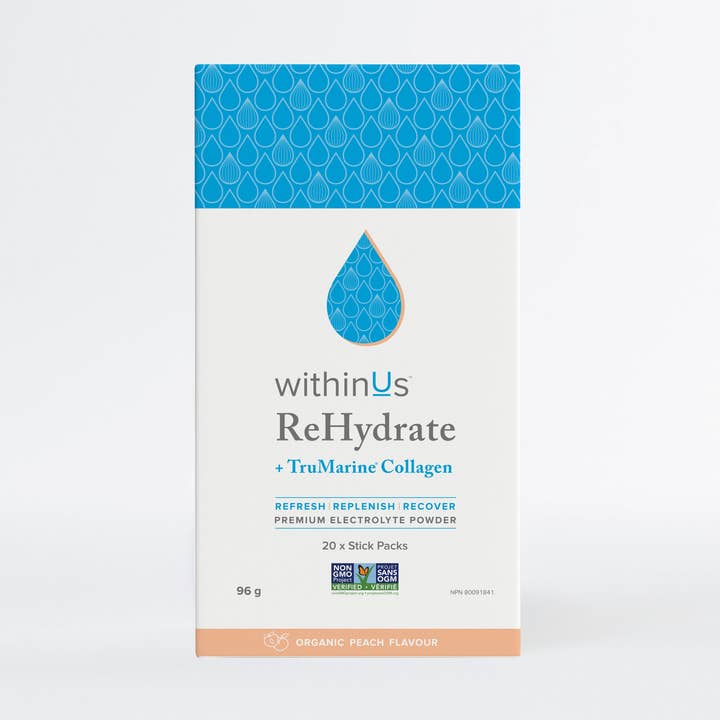 ReHydrate™ + TruMarine® Collagen Stick Packs (20) - Peach for wholesale by withinUs Natural Health