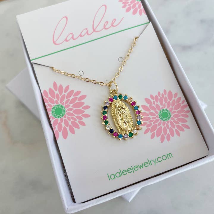 Laalee Jewelry – Großhandel Kette mit Anhänger/Charm – Bunte Kristall-Jungfrau Maria Halskette, religiöser Schmuck