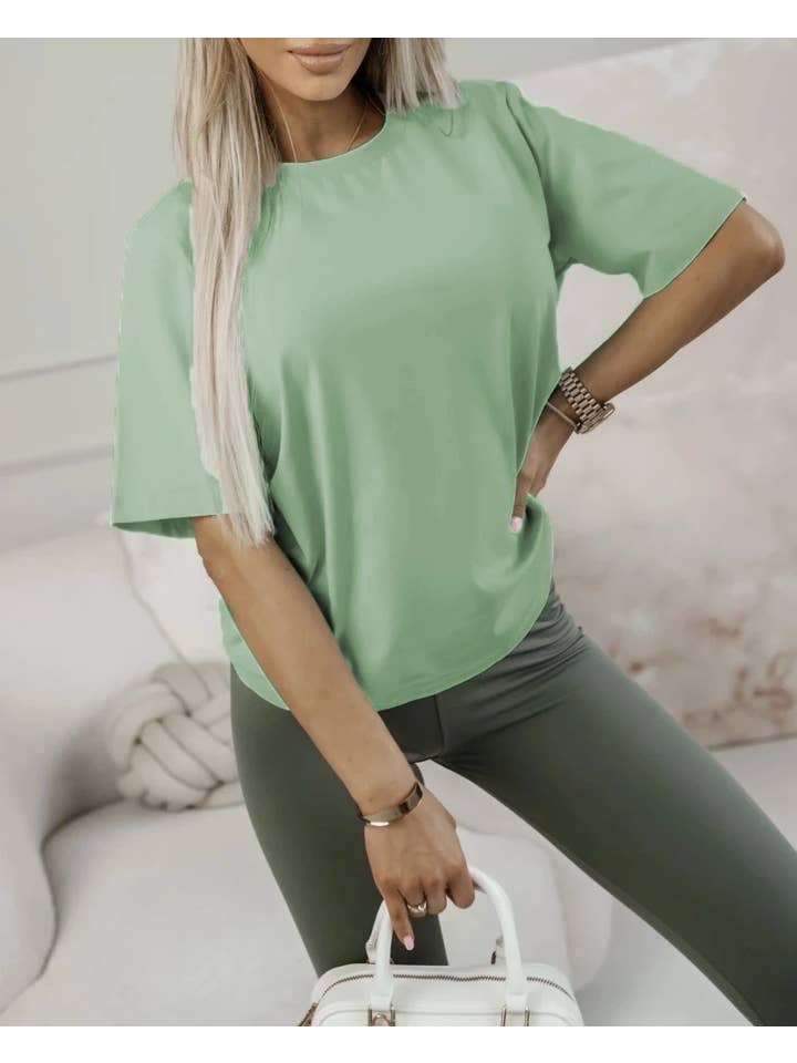ESTEE BROWN - Wholesale T-Shirt - Women's - Large basic plain T-shirt - 2206U