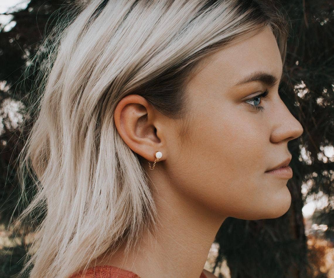 A Worthy Brand - Wholesale Dangle Earrings - Gemstone Stud Chain Earrings - Opal5