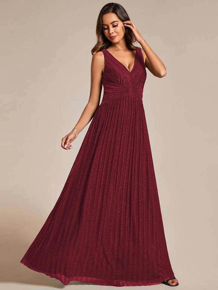 Ever-Pretty - Wholesale Gown - Women's - Glittery Pleated Empire Waist Formal Evening DressEE02133