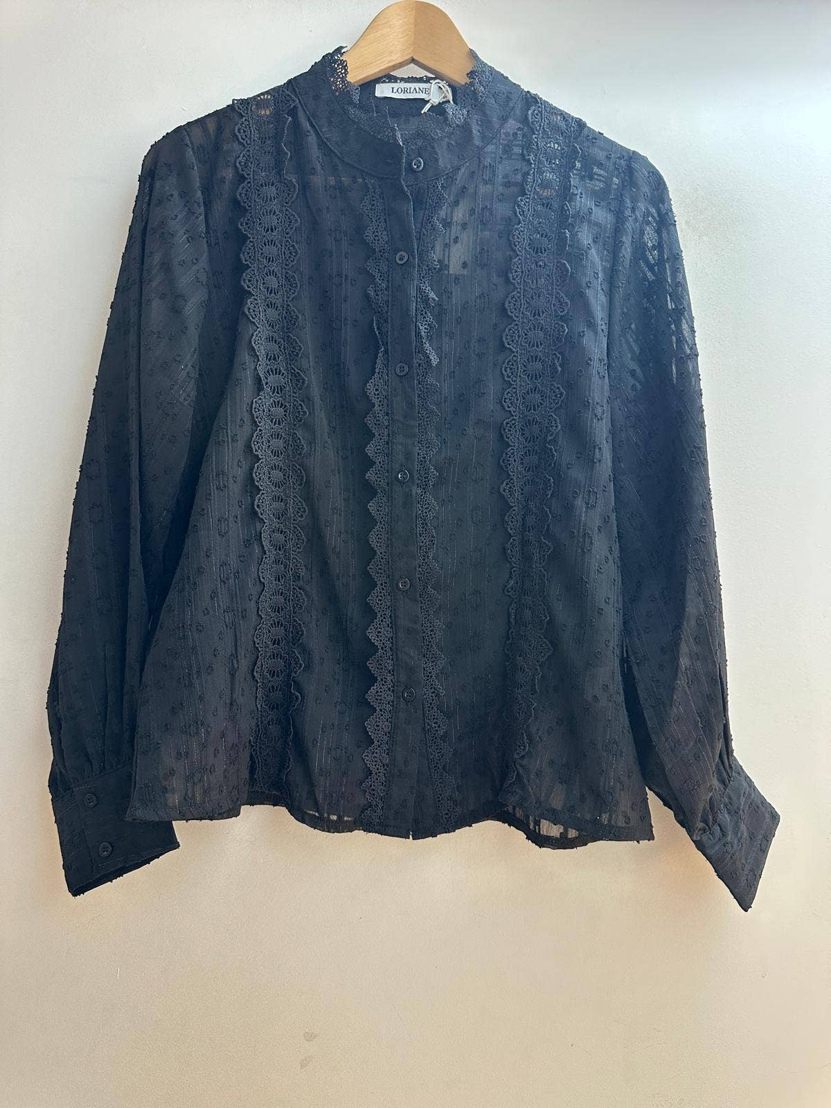 LORIANE - Wholesale Buttoned-down shirt – Women's - 16308 Plain shirt, bohemian, with shimmering threads3